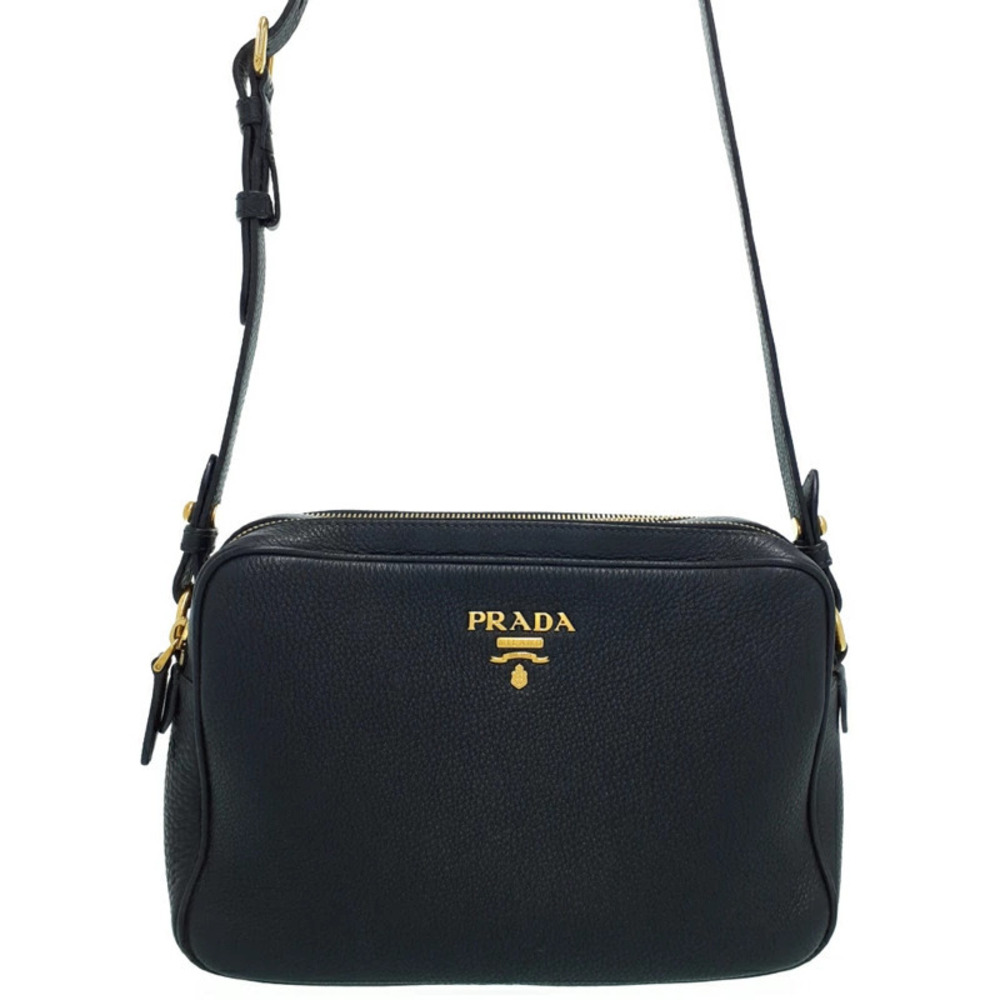 Prada Black Vitello Phenix leather camera bag